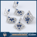 custom wholesale fashion 925 sterling silver cz micro pave jewelry set